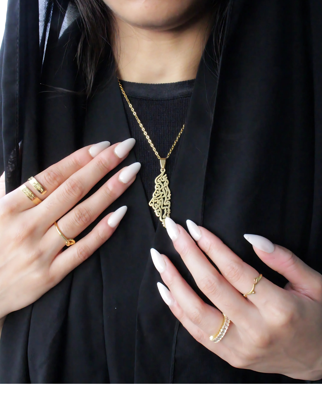 Gold Palestine Calligraphy Necklace