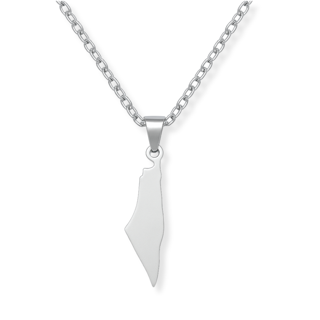Silver Palestine Map Necklace