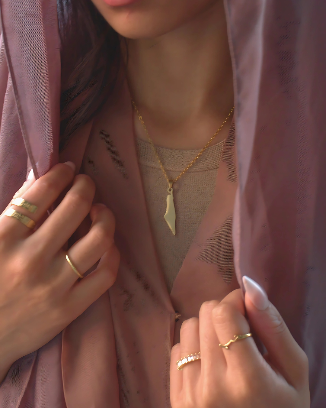 Gold Palestine Map Necklace