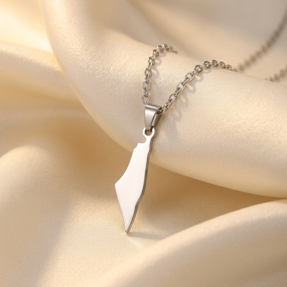 Silver Palestine Map Necklace