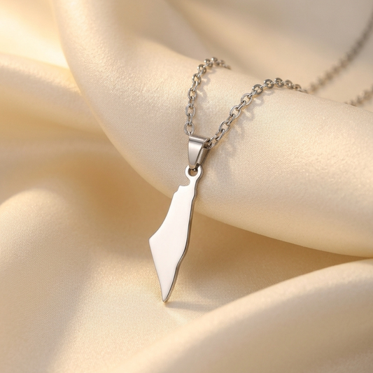 Silver Palestine Map Necklace