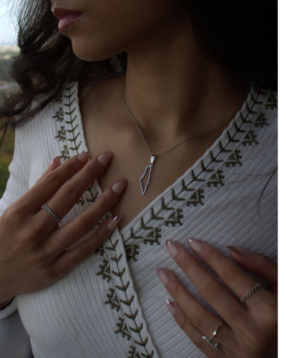 Silver Palestine Outline Necklace