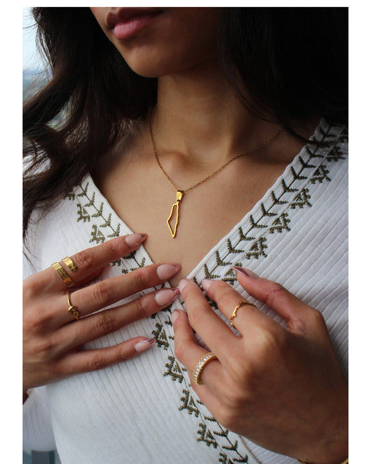 Gold Palestine Outline Necklace