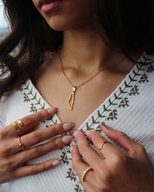 Gold Palestine Outline Necklace