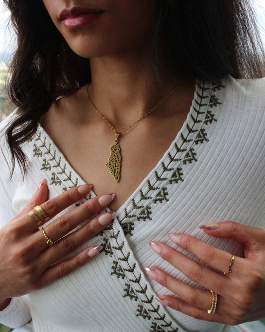 Gold Palestine Calligraphy Necklace