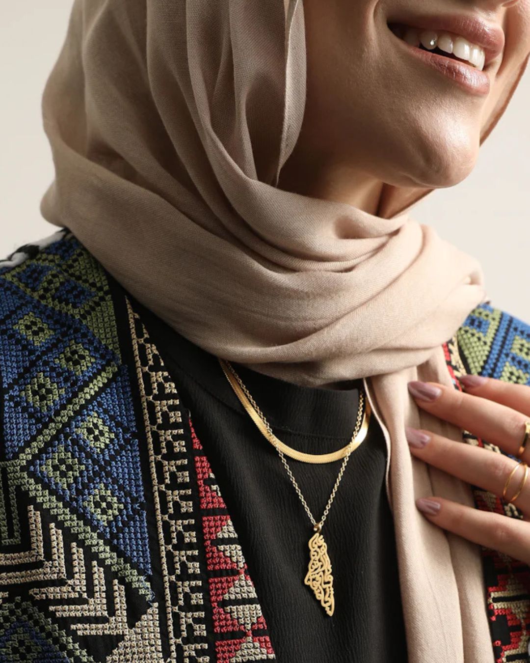 Gold Palestine Calligraphy Necklace