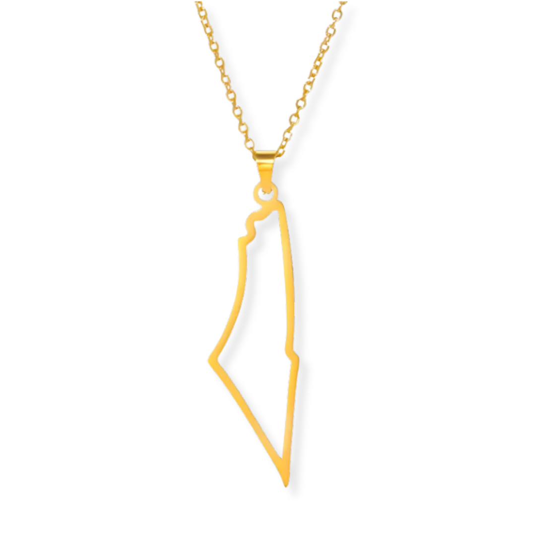 Gold Palestine Outline Necklace