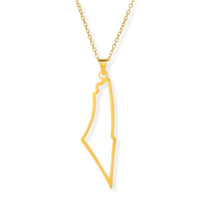 Gold Palestine Outline Necklace