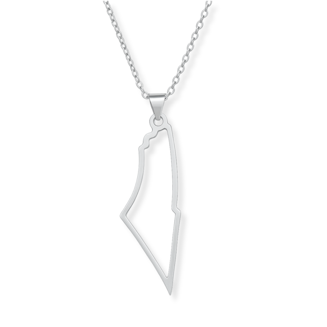 Silver Palestine Outline Necklace