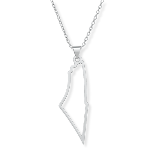 Silver Palestine Outline Necklace