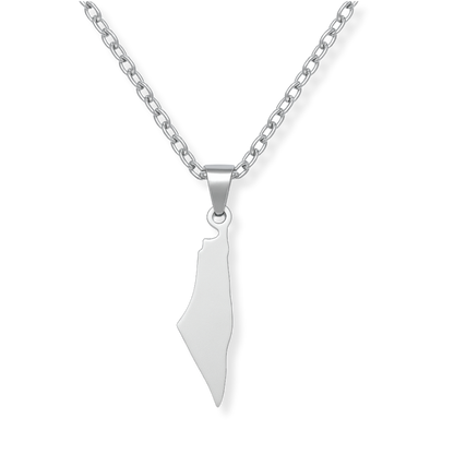 Silver Palestine Map Necklace