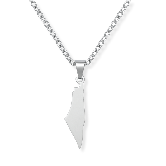 Silver Palestine Map Necklace