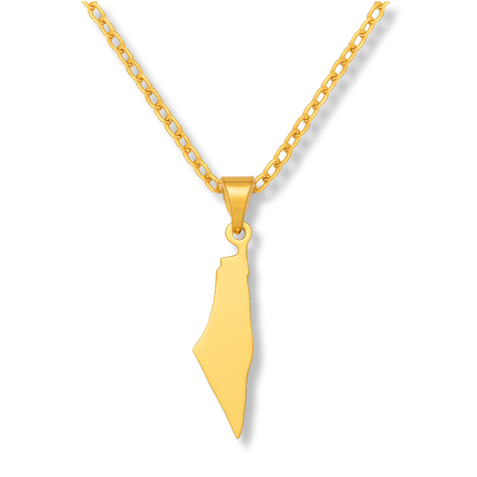 Gold Palestine Map Necklace