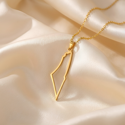 Gold Palestine Outline Necklace