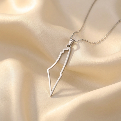 Silver Palestine Outline Necklace