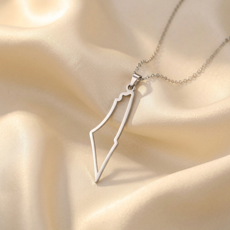 Silver Palestine Outline Necklace